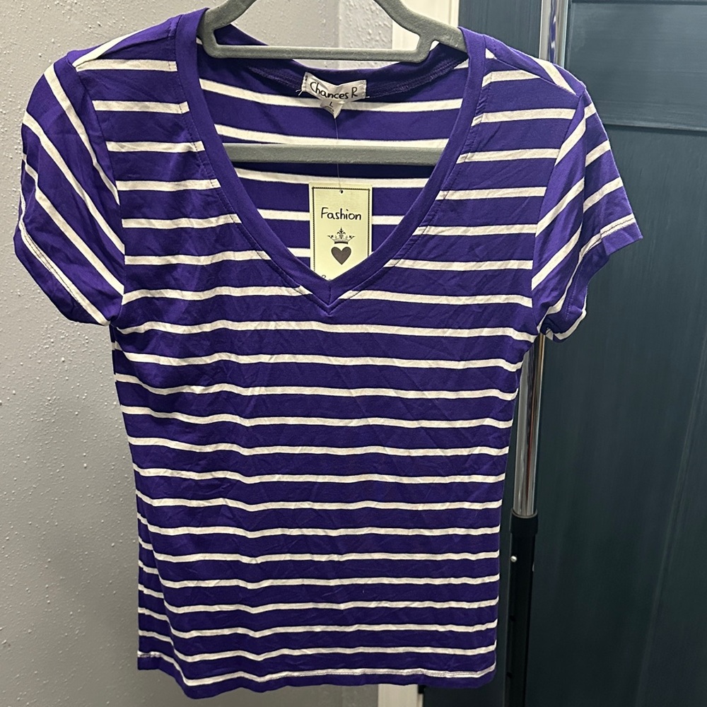 Fashion Purple Striped Women's Tee